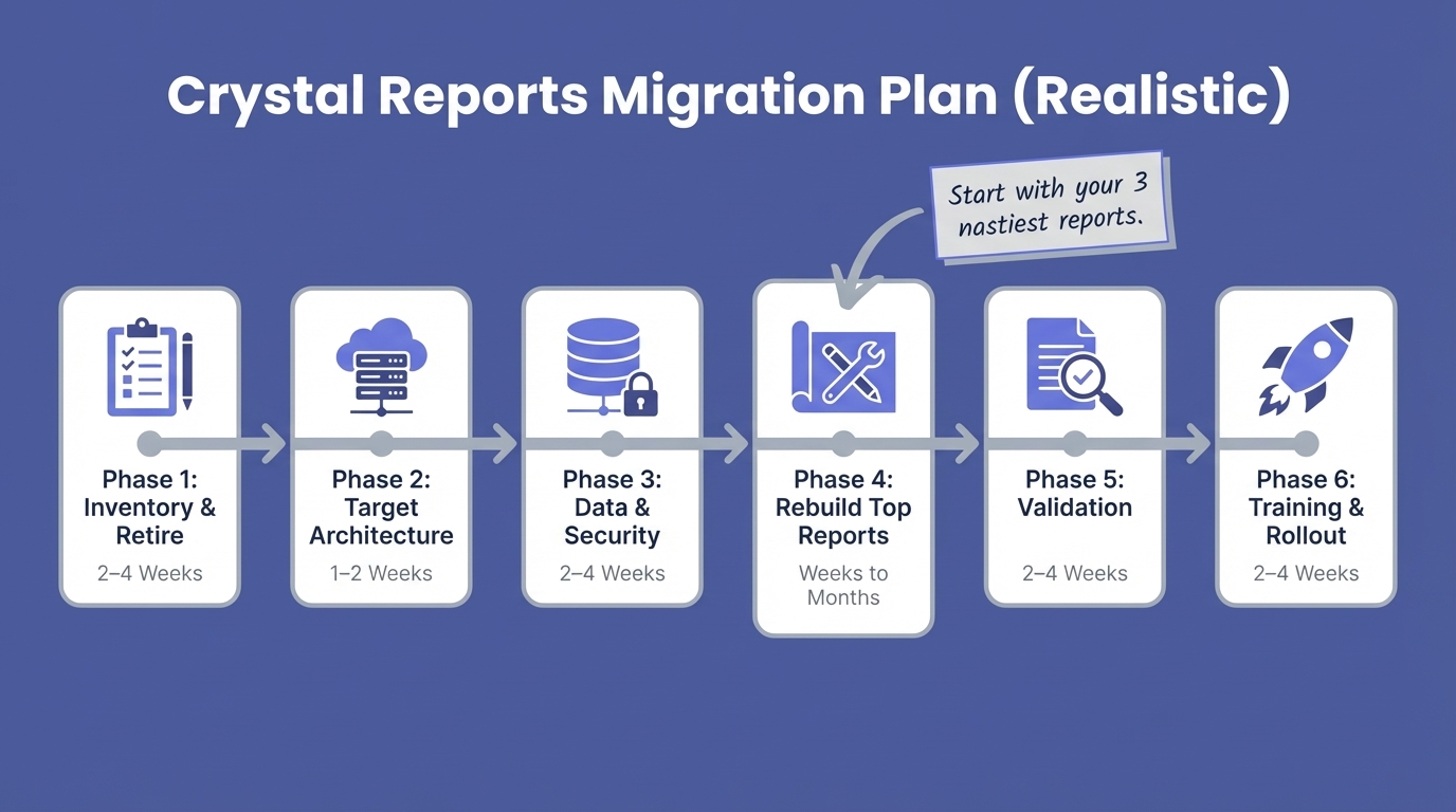 Phased Crystal Reports migration timeline